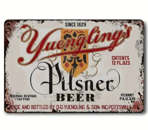 

Пивной пивной винтажный Новый металлический знак Yuengling's Pilsner, 12x8 дюймов, настенное искусство