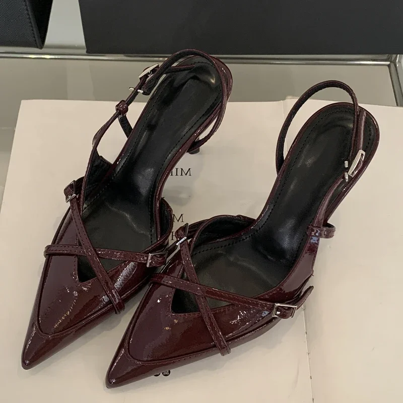 New Design Sexy Buckle Strap Women Pumps Elegant Pointed Toe Thin High Heels Banquet Party Slingback Shoes Sedeb27f280944f32aa122e7ff40fc863e
