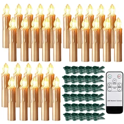 Golden LED Candle with Realistic Flickering Flame and Remote Timer - Perfect for Christmas Gifts, Home Decor, and Weddings (30pcs)