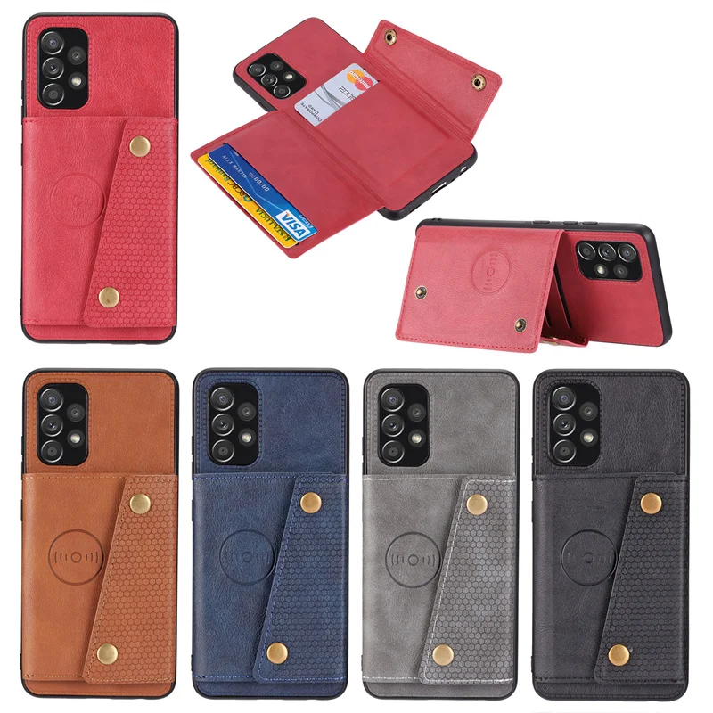 Premium PU Leather Wallet Phone Case with Magnetic Car Holder and Card Slots, Stand Cover