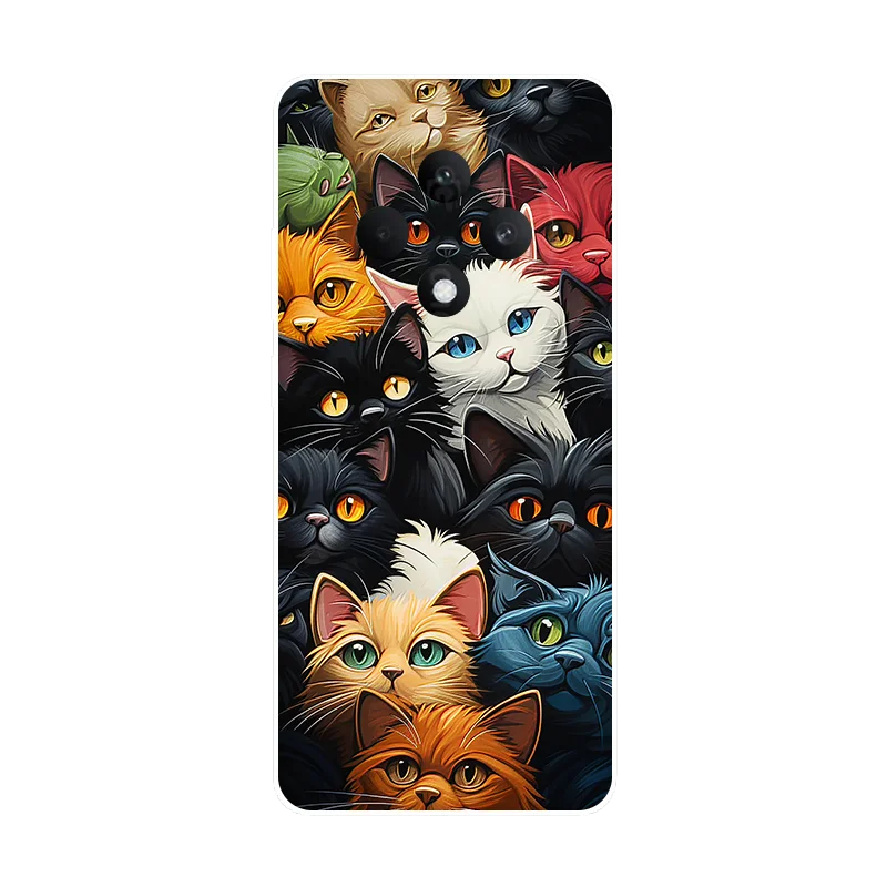 Flower Cat Painted Soft Silicone Case - Stylish Protective Cover