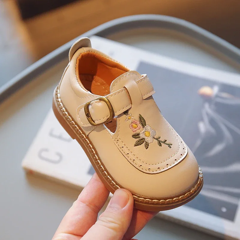 2024 Girls Baby Mary James Embroidered Floral Toddler Fall Shoes Vintage Cover Toe Comfortable Kids Shoes 4