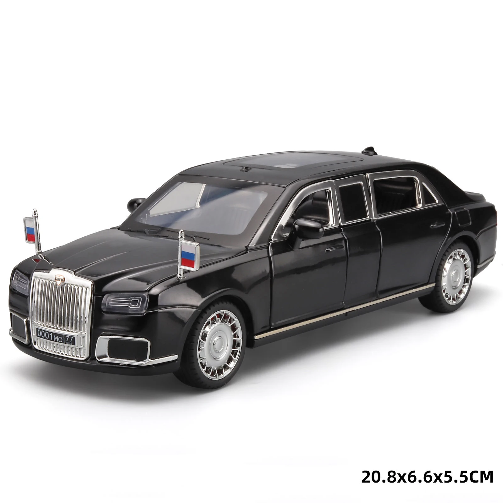1:24 Aurus Motors Aurus Senat Russia Presidential Car Alloy Car Model Sound and Light Children's Toy Collectibles Birthday gift 2