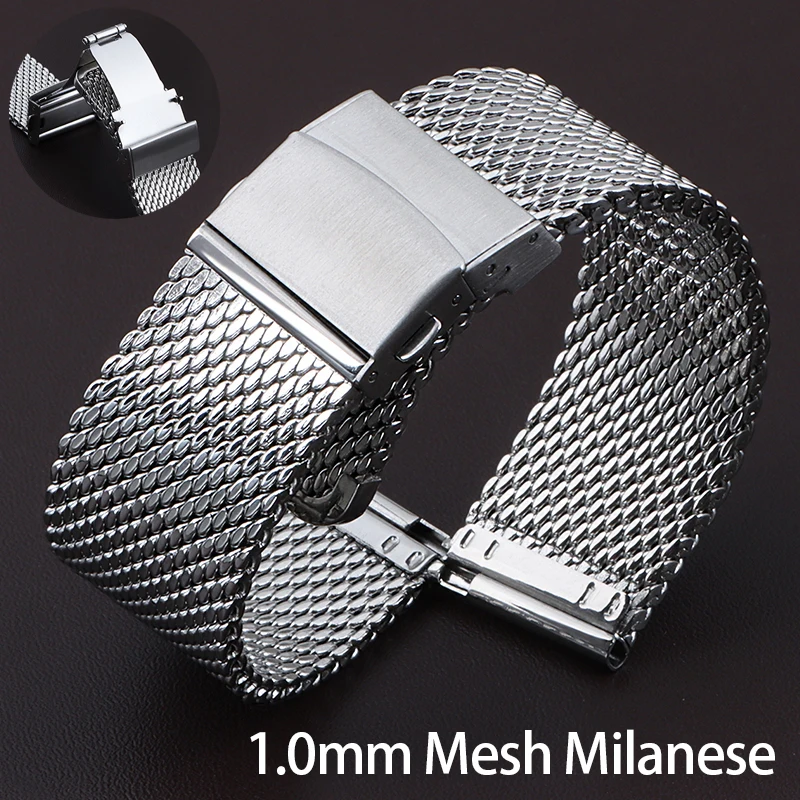 Stainless Steel Mesh Milanese Watch Band - Premium Metal Replacement Bracelet, 1.0mm