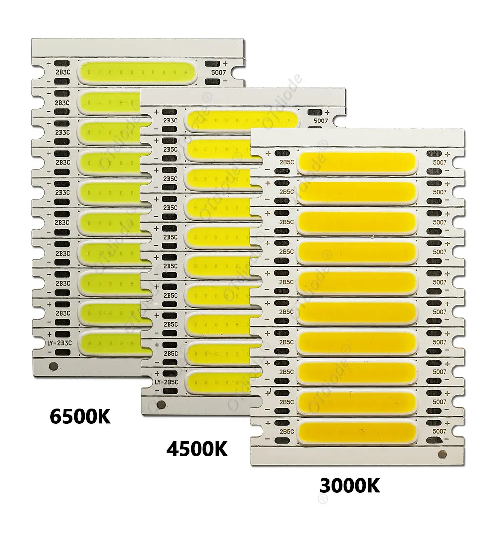 10pcs 1W 3W 5W 300mA COB LED Light Chip 3V 9V 12V 15V 17V 50*7mm Cold Warm White Blub For FlashLight Wall Lamps lights Tube DIY