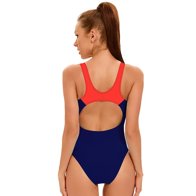 One Piece Women Swimwear Swimsuit Bathing Suit Patchwork Female Beachwear Bodysuit Backless Plus Size Sports 2024 New 5