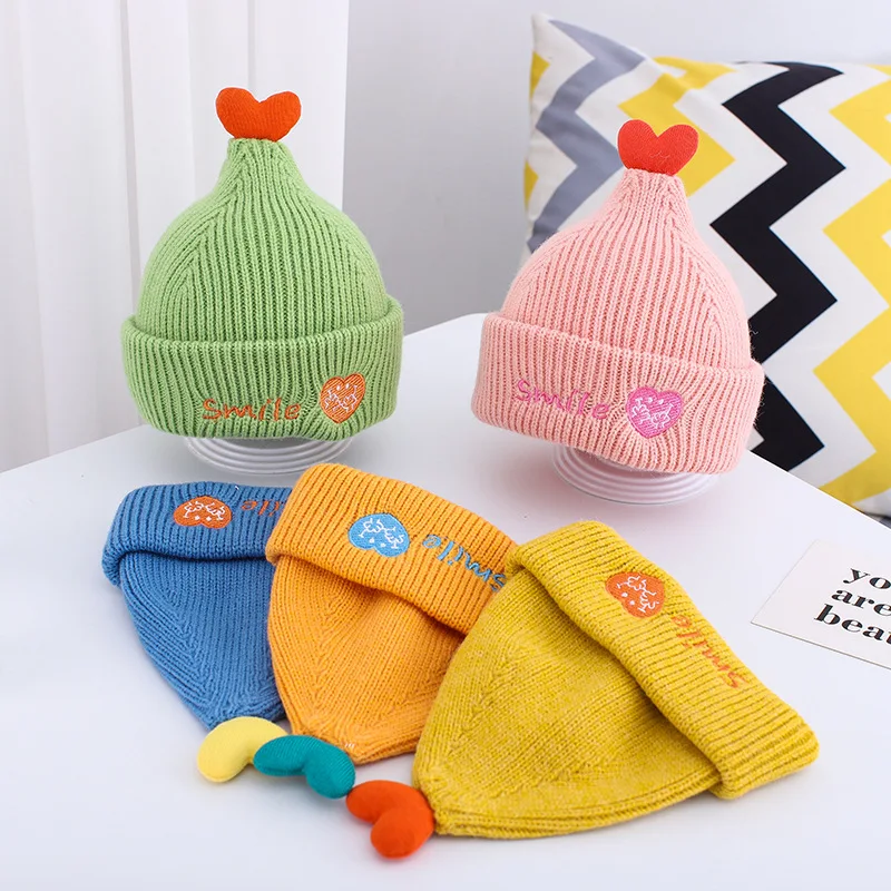 

Baby woolen hat loving super cute autumn and winter pullover knitted hat infant baby Korean ins hat autumn