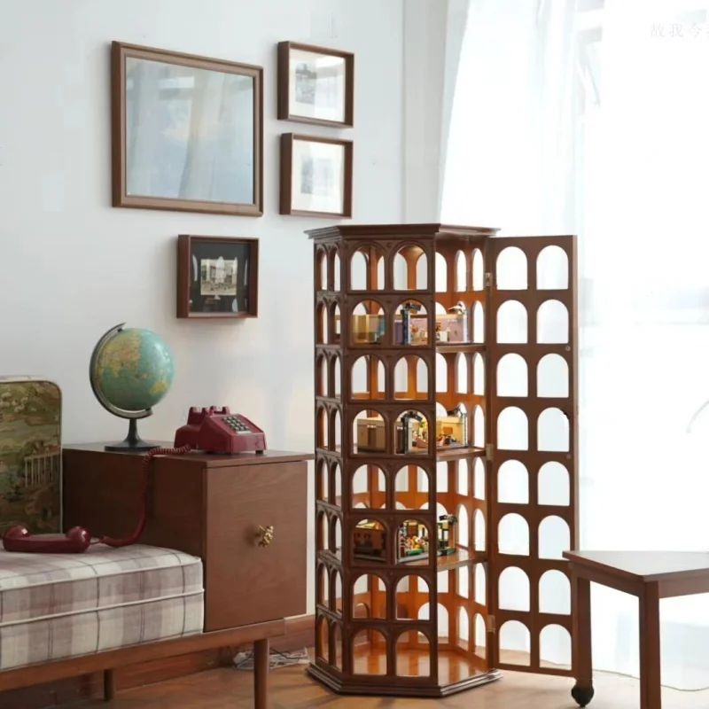 Flavi figure display cabinet, solid wood arch, hollow shape, four-layer multi-functional display case, cabinet 8