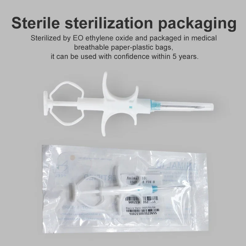 2.12x10mm 100Packs Pet EM4305 Microchip 134.2KHz FDX-B Animal ID Chip Animal Microchip Syringe International Standard