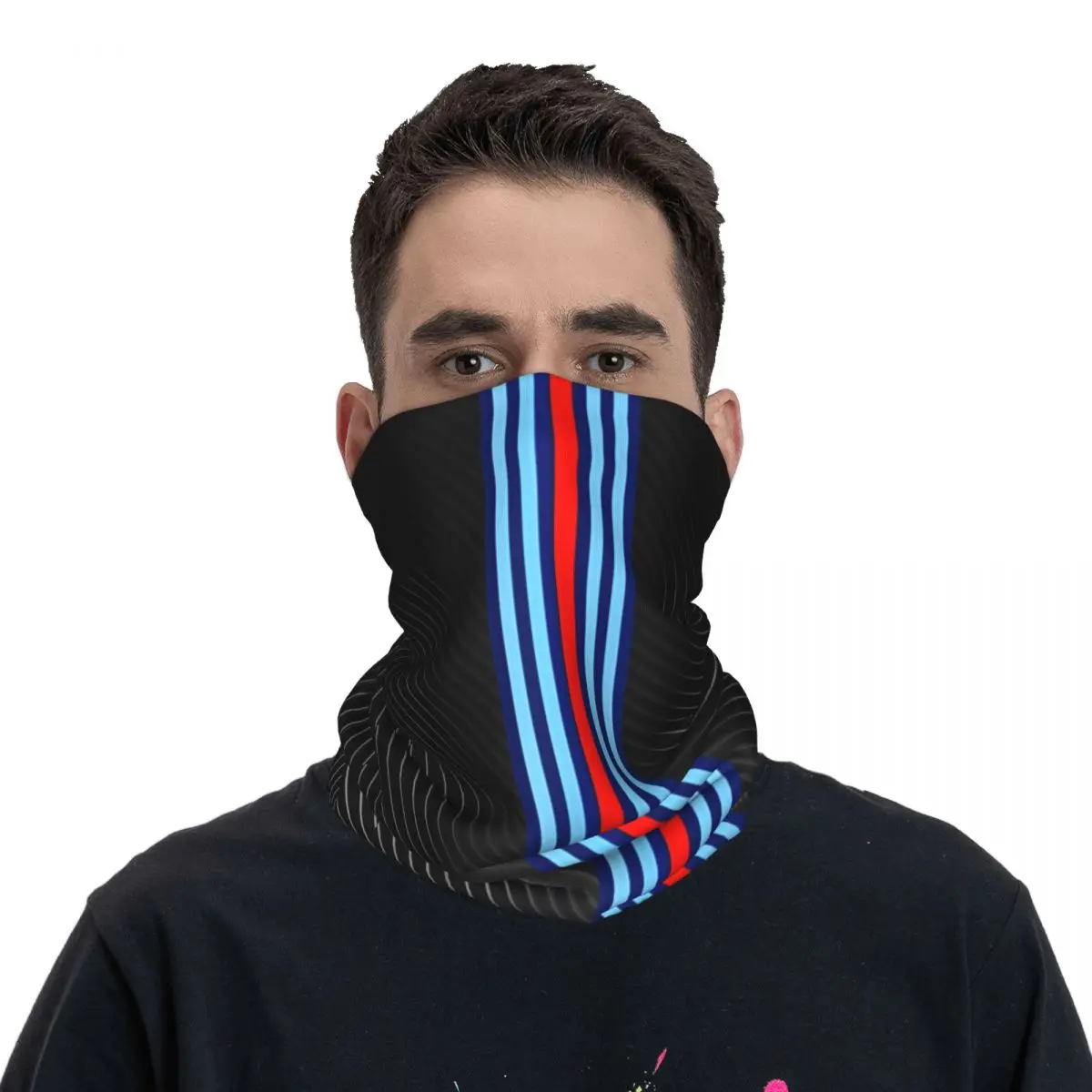 Motorcycle Bandana Carbon Fiber Racing Stripes Neck Cover Balaclava Riding Unisex Adult Washable