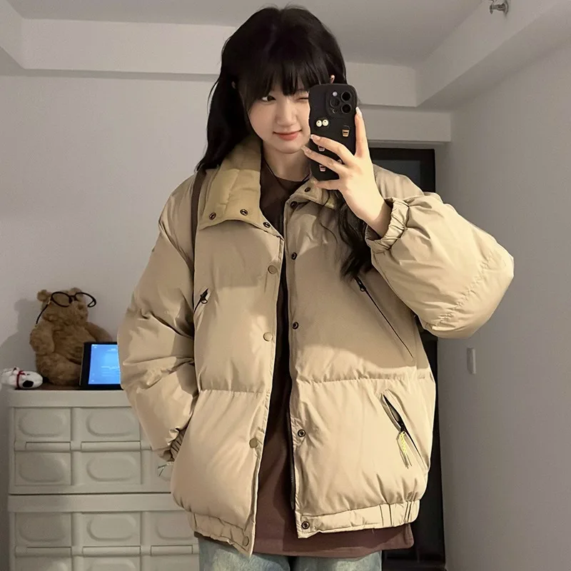 남녀공용 캐주얼 루즈한 짧은 코트, 단색 빵 의류, Y2K 스트리트 패션 트렌드, 미국 한국 버전, 겨울 신상
