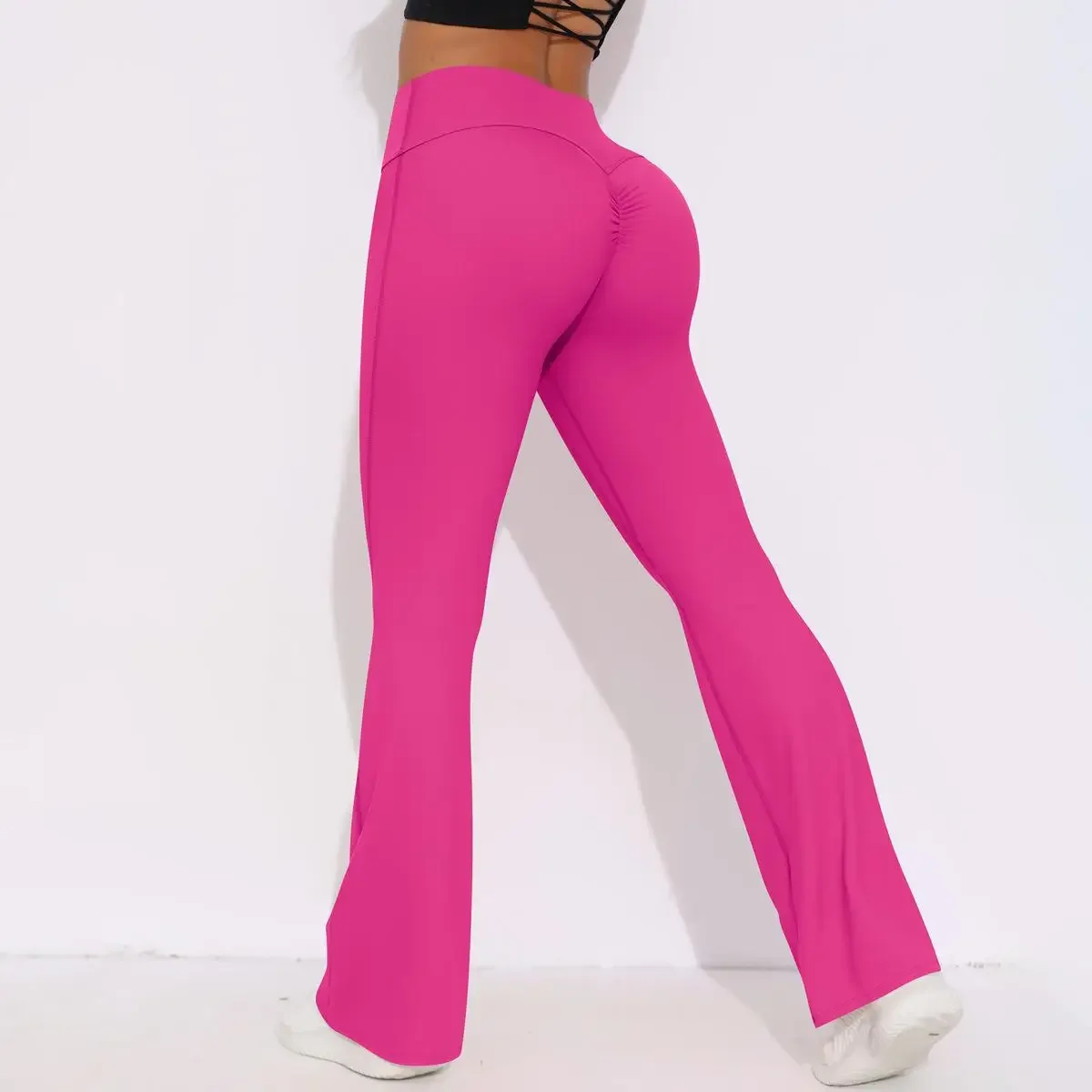 

Sexy Scrunch Flared Pants Bell-bottoms High Waist Push Up Fitness Gym Sports Flare Leggings Women Tight-Fit Slim Yoga Leggings