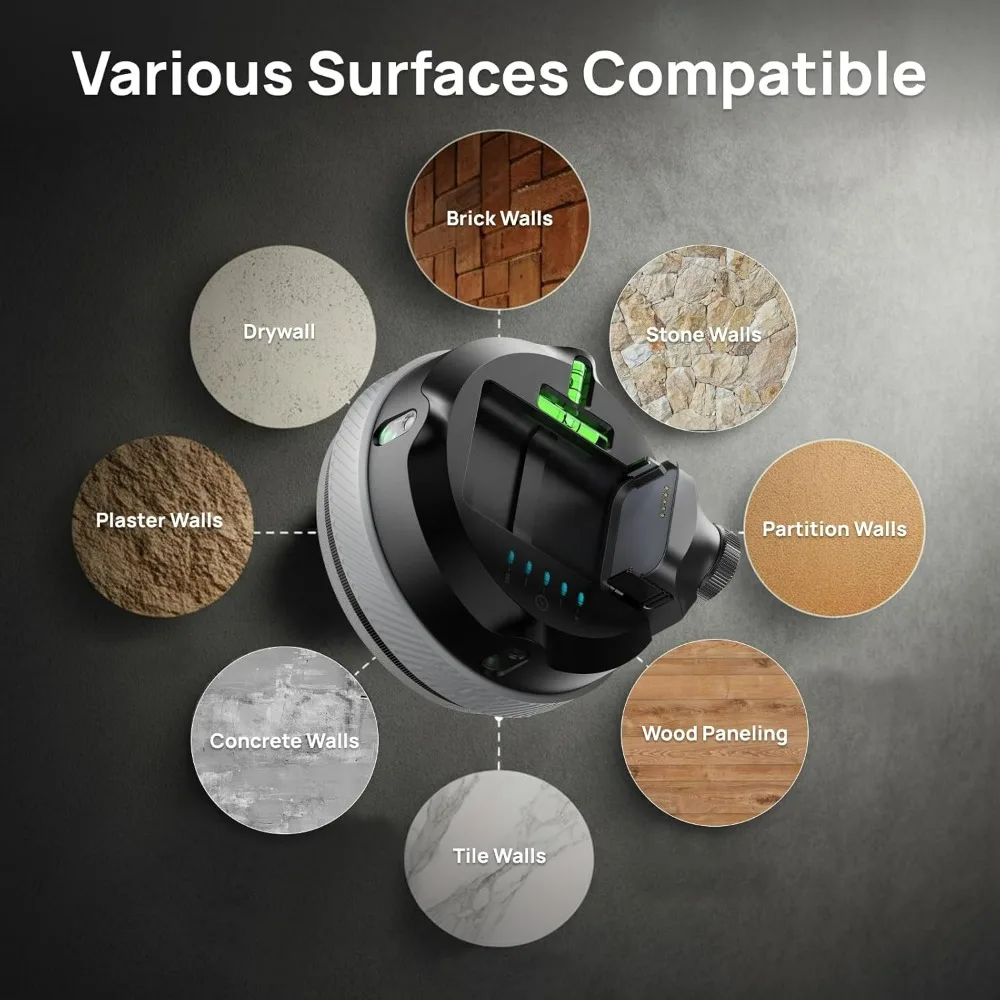 Hozo M-Cube02 Laser Level with Green Beams, 360-Degree Rotating Base, and Wall Mount for Precision