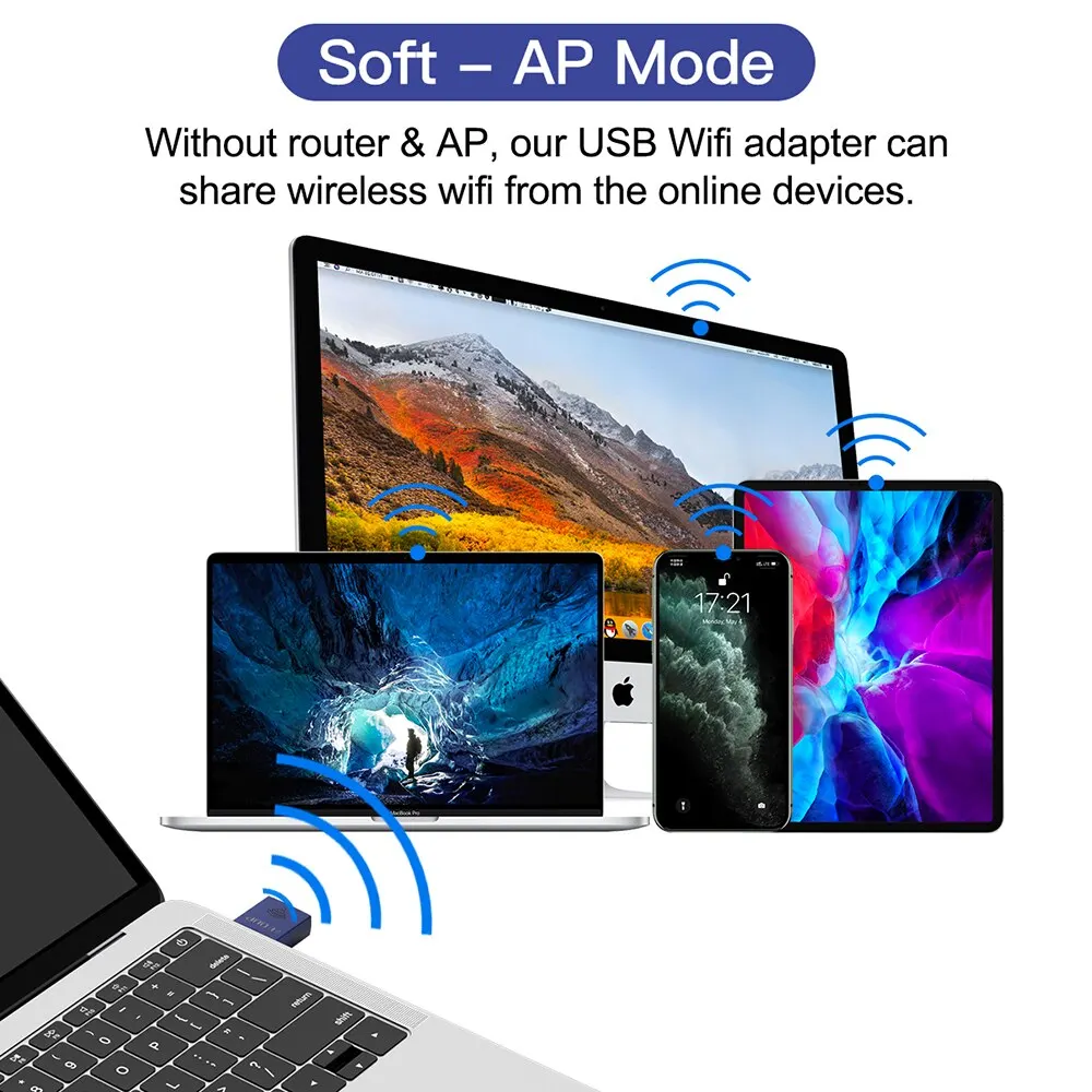 EDUP 8568 Mini WiFi Adapter 150Mbps Wireless Network Card Bluetooth4.0 USB2.0 WiFi Ethernet Stable Signal Adapter for PC Laptop - 4