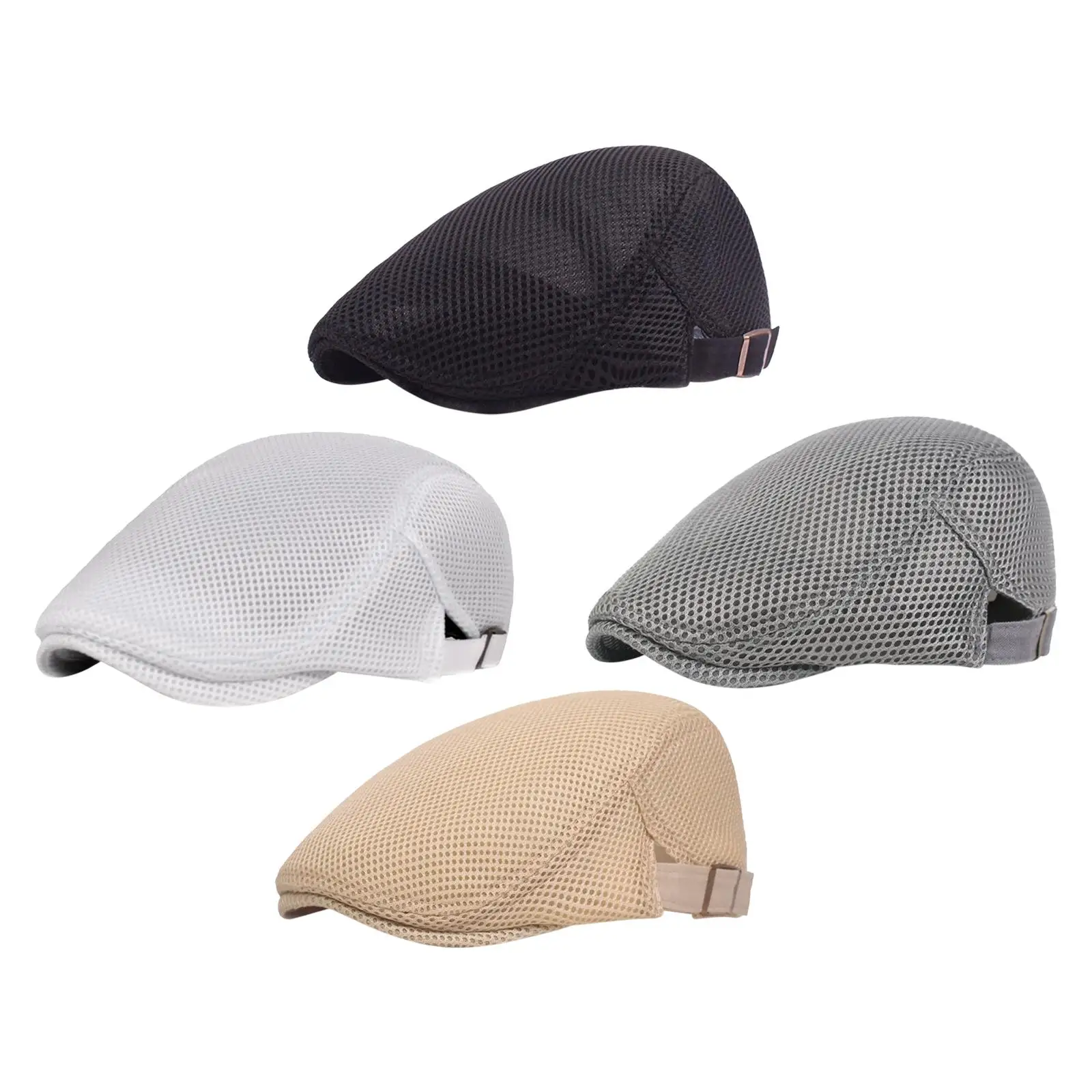 Men`s Mesh Flat Cap Sports Hat Forward Cap Visor Hat Newsboy Hat Breathable Summer Hat for Golf Driving Outdoor Travel Gardening
