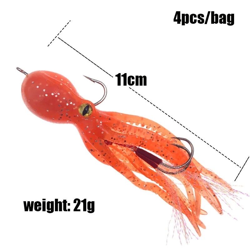 11cm/21g 4pcs Artificial Octopus Squid finshing Soft Bait Cuttlefish  Fishing Lure Saltwater Sinking Lure Rockfish Bass Soft Bait - AliExpress