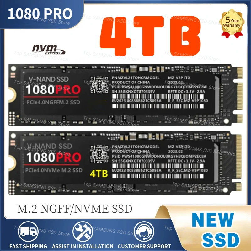 

Original NVME SSD Sata 4TB 2TB 1TB Ssd M.2 2280 PCIe Gen5.0X4 Hard Drive Disk Internal Solid State Drive for Laptop PS5 Computer