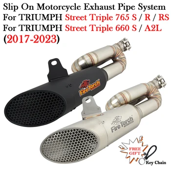 Slip On For TRIUMPH Street Triple 765 660 S R RS A2L 2017 - 2023 Motorcycle Exhausr Muffler Escape Moto Catalyst Mid Link Pipe