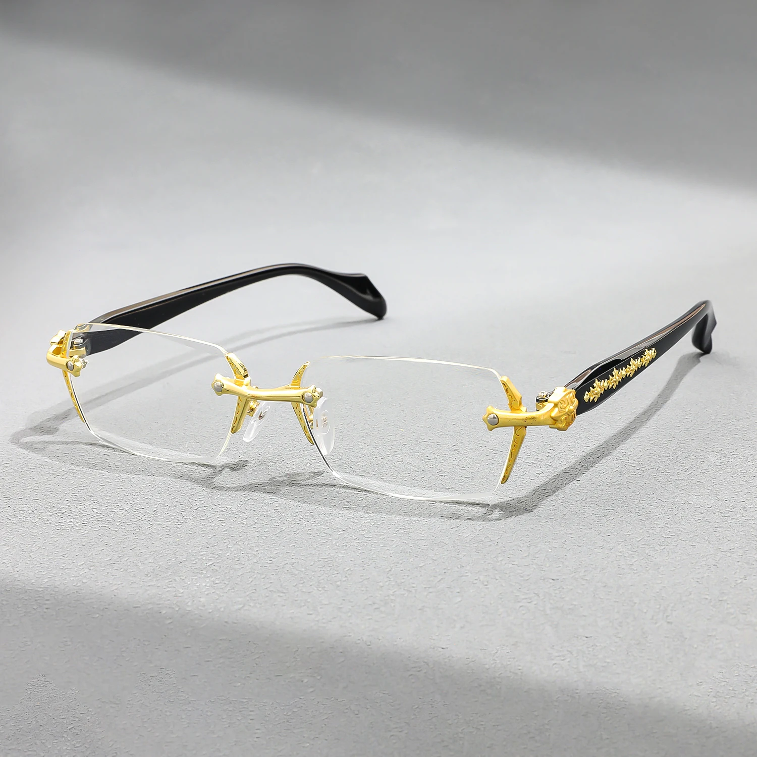 Retro Lesebrille für Männer Frauen randloses Design Männer presbyopische Brille blaues Licht blockiert