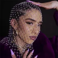 New Women Balaclava Elastic Rhinestone Turban Ladies Shining Fishnet Headhood Holiday Party Head Mask Diamond Headwrap Headcover 2