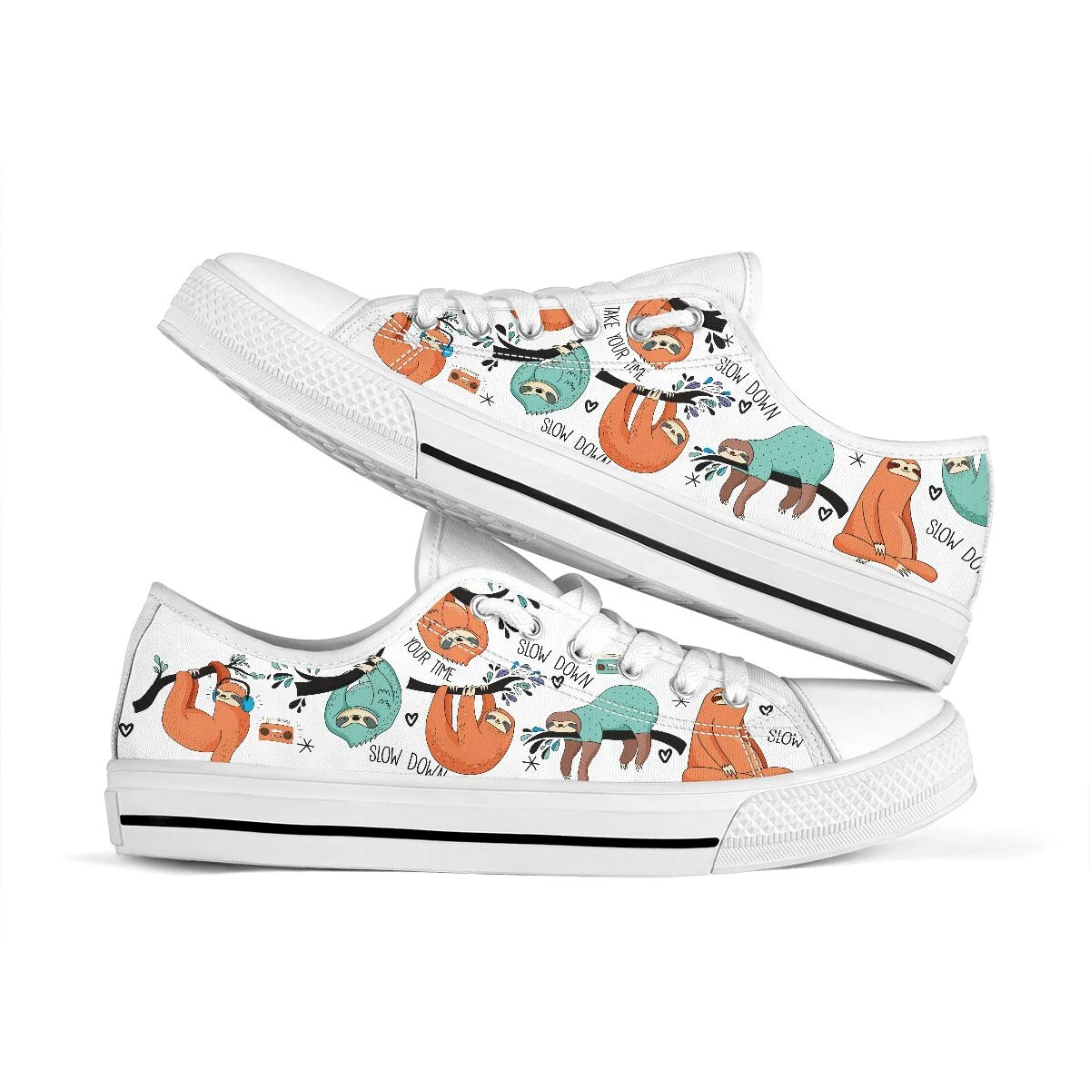 Beautiful White Sloth Shoes For Girl Women Cartoon Prints Sneakers Leisure Light Flats Sapatilhas De Senhora Chaussures