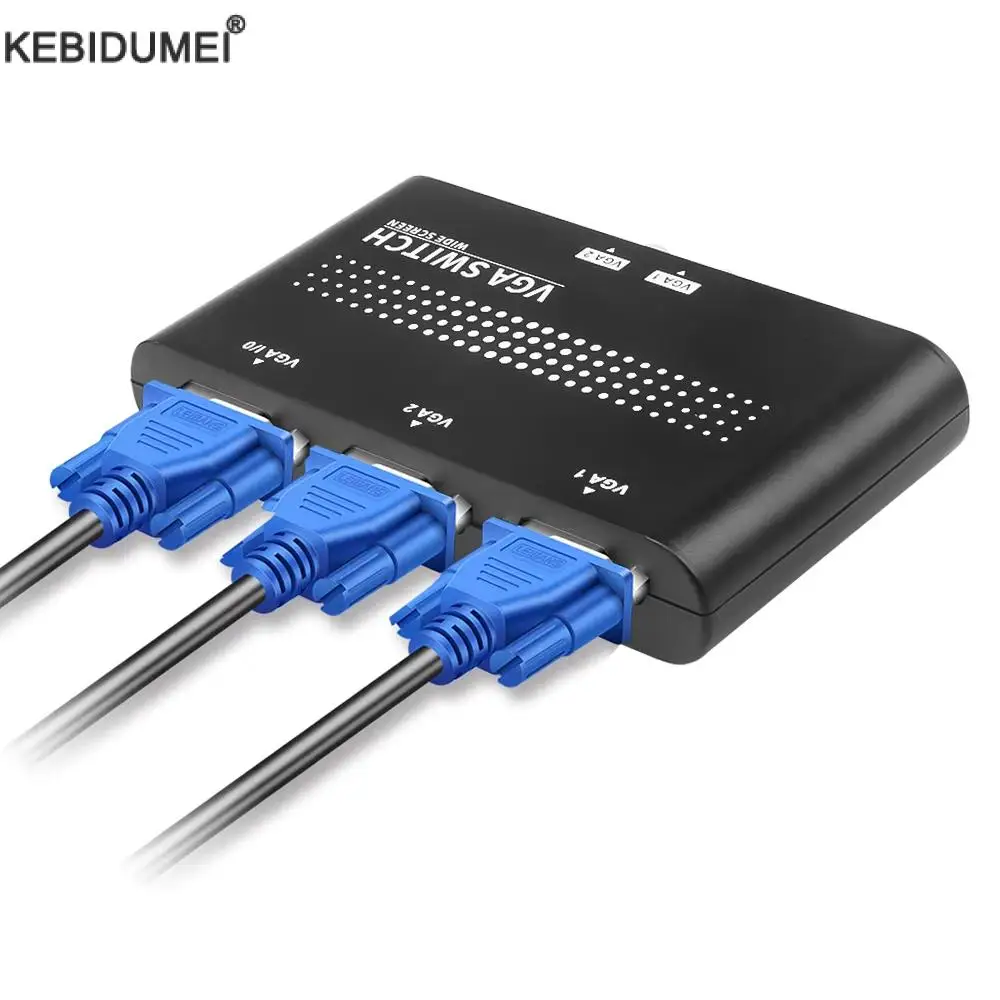 2 In 1 Out VGA/SVGA Manual Sharing Selector Switch Switcher Box for LCD PC KVM Switches Display 1080 HD Video Converter