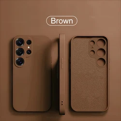 Sleek Square Liquid Silicone Soft Cover for Samsung Galaxy - Ultimate Protection (Brown)