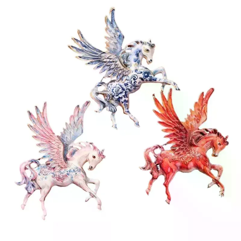 1pc Beautiful Enamel Flying Horse Brooch - Big Wings Elf Animal Unisex Brooch Pins For Women Men Party Office Creative Gift