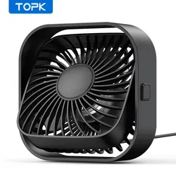 TOPK USB Portable Mini Fan - 360° Rotatable, 3-Speed Quiet Desk & Table Fan (Black)