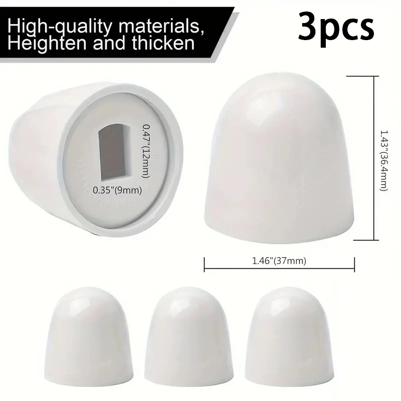 3pcs Universal Toilet Bolt Caps Round Plastic Push-On Toilet Bowl Bolt Caps Covers With Extra Washers For Easy Installation