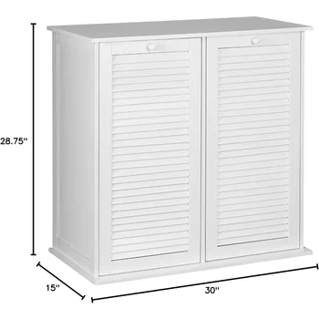 Tilt-Out Laundry Sorter Cabinet With Shutter Front Dirty Laundry Basket White Freight Free Home Storage Organization Garden 2