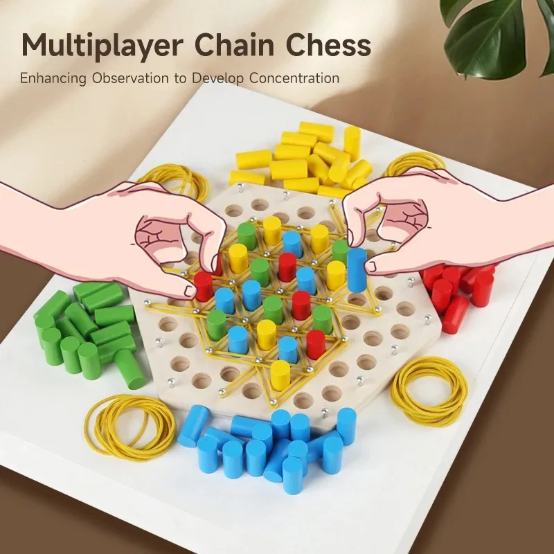 Children Wooden Chessboard Game Toys Family Interaction Exercise Kids Cognitive Ability Toys Logical Thinking Game Learning