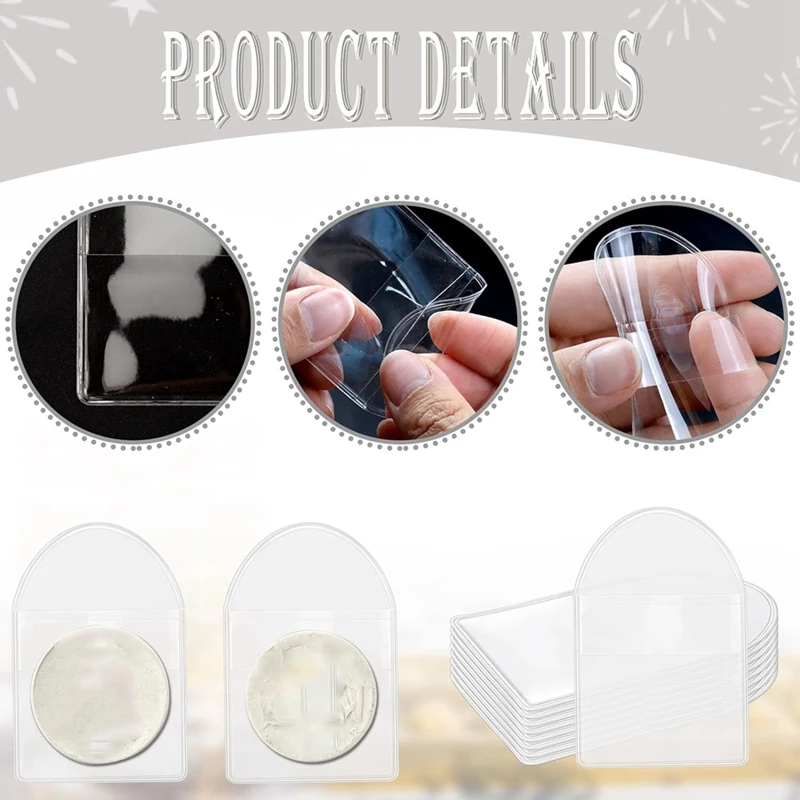 RISE-200 Pack 2Inch Single Pocket Coin Sleeves Plastic Coin Collection Supplies Transparent Holders Protector Clear Bags