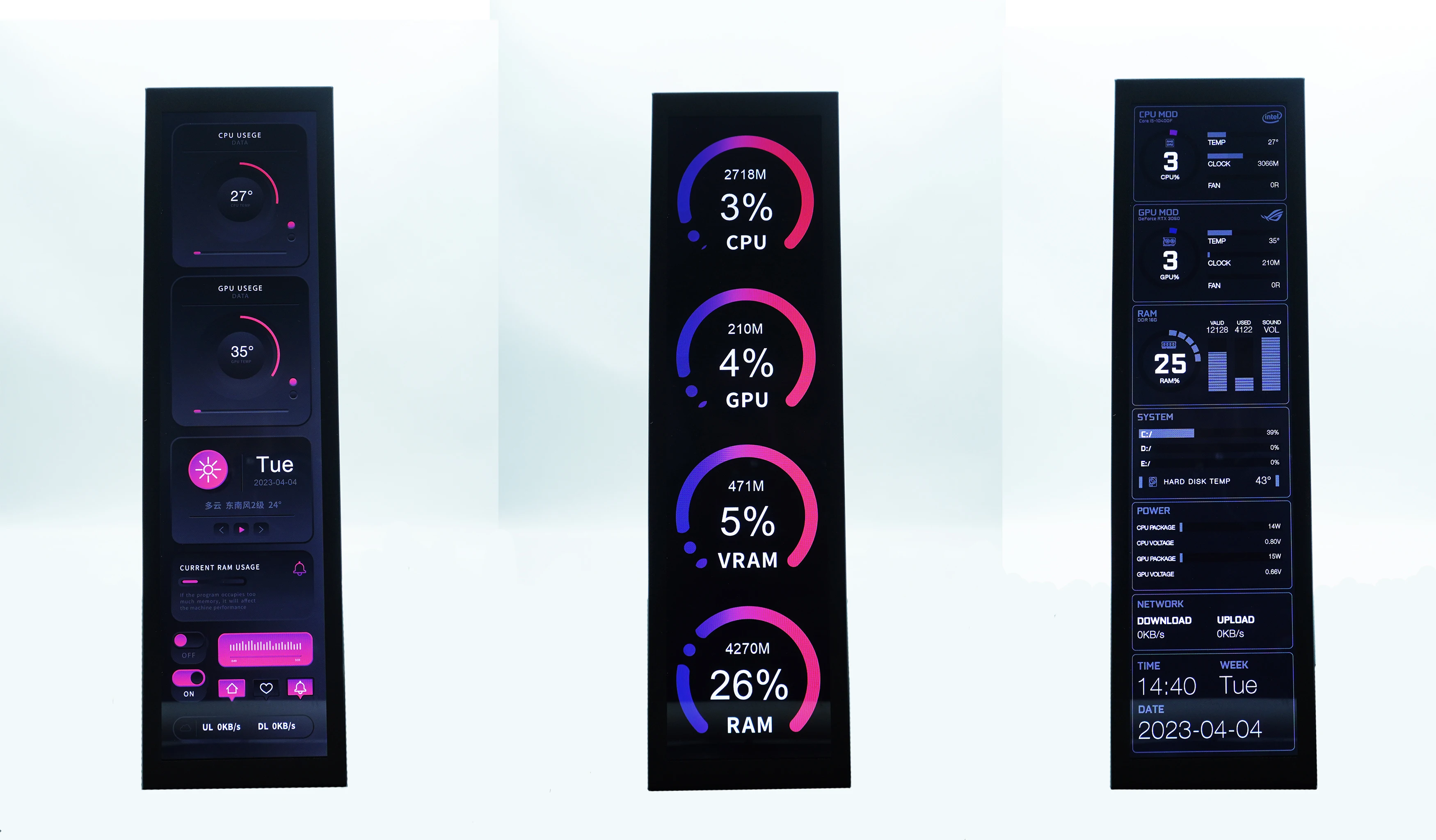 Tela Secundária Ips Lcd Usbc Compatível com Hdmi para Chassis de Computador Cpu Ram Monitor de Gpu Monitor Usb Não Aida64 88 - Imagem 6
