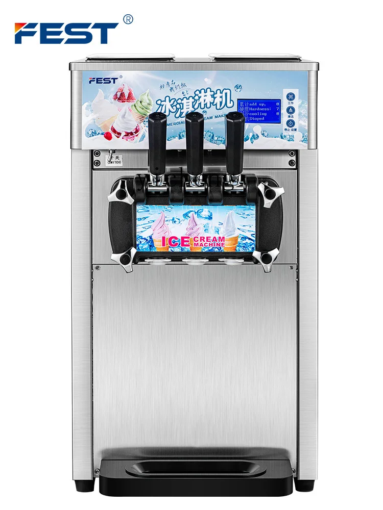 Tqh Ice Cream Machine Commercial Full-Automatic Ice Cream  Machine Sundae Making Three-Head Ice Cream Machine 3