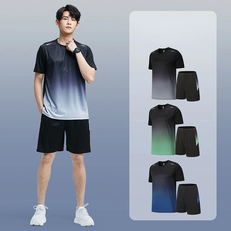 

2023 Men's Tracksuit Gym Fitness Sport Suit Clothes Running Jogging Sports Wear Exercise Quick Dry Training 2 Pcs Set B01