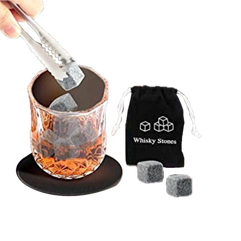 Whiskey Glass Set with 6 Pcs Whiskey Bourbon Chilling Stones in Wooden Box Father's Day Christmas Birthday Anniversary Present f images - 6