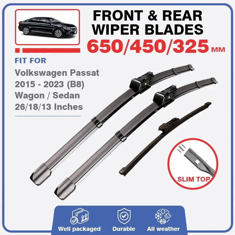 Vorne Hinten Wischer Klingen Set Für VW Volkswagen Passat B8 2015-2023 Windschutzscheibe Pinsel Windschutzscheibe Fenster Scheibe Silikon 2018