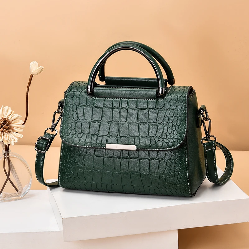 2023 New Leather Tote Bag For Women Winter Classic Vintage Shoulder Handbag Female Small Alligator Crossbody Top-handle - 3