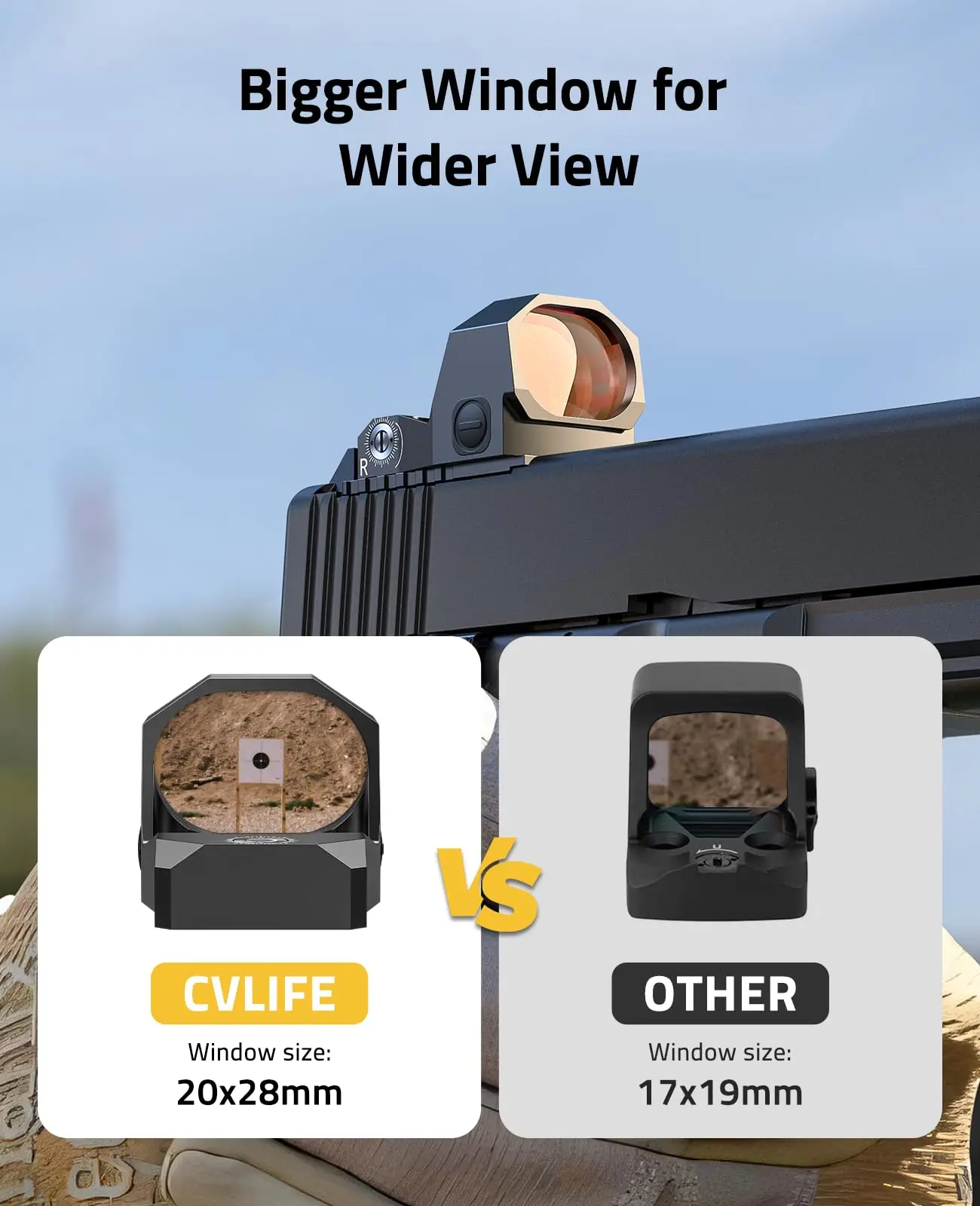 CVLIFE 6 MOA Red Dot Pistol Open Reflex Sight 28mm Large Lens Adapter Plate for MOS and 21MM Picatinny For FullSize Handgun red dot laser sight