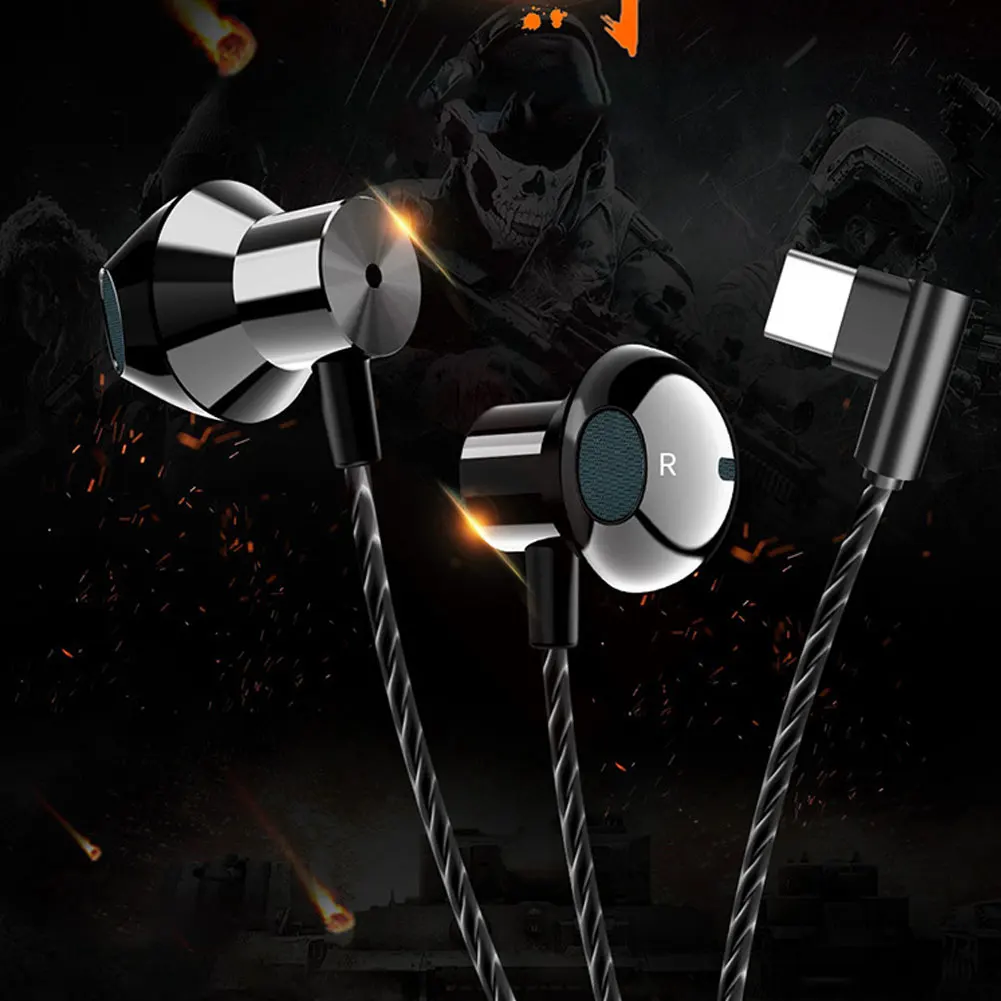 Ergonomic Metal Type C In-Ear Earphones Ergonomic Lightweight Metal Musical Earbuds Mobile Gaming Earphone Huawei