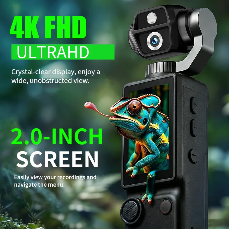 32GB 4K HD 액션 카메라 자동 초점 핸드헬드 캠코더 야외 여행 및 회의 녹화용 휴대용 포켓 비디오 레코더