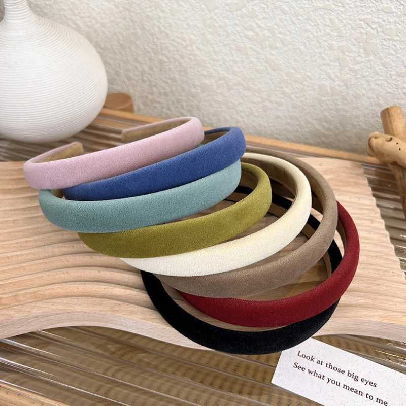 HPUNK Korean Velvet Thin Headbands For Women Girls Solid Color