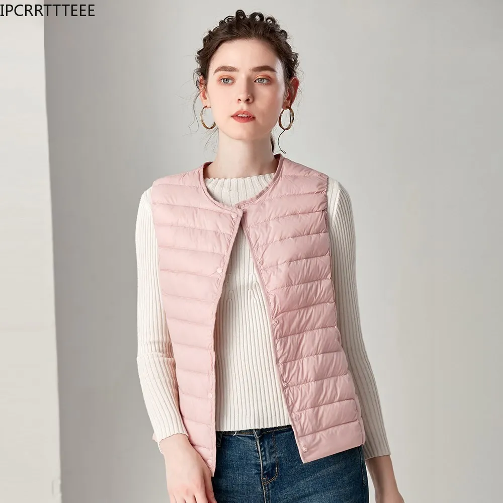 

Ultra Light Duck Down Vest Women Matt Fabric Lightweight Coat Warm Female Windbreaker Women Down Vest Jackets