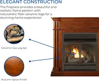 Forge Dual Fuel Ventless Gas Fireplace System with Mantle Remote Control 6 Fire Logs Use with Natural Gas or Liquid Propane 2