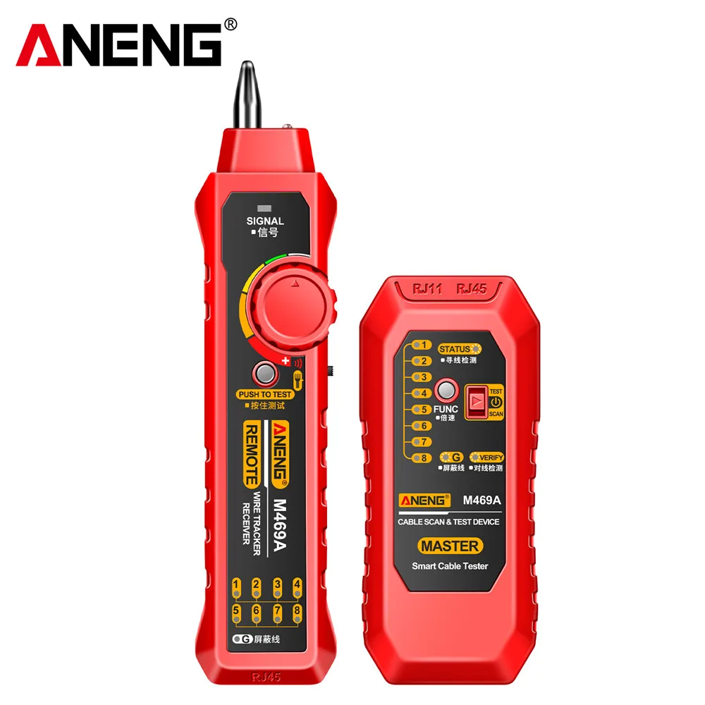 ANENG M469A Networking Analyzer RJ45 RJ11 LAN Cable Tester Finder Multi Wire Tracker Receiver with Flashlight for Network Repair