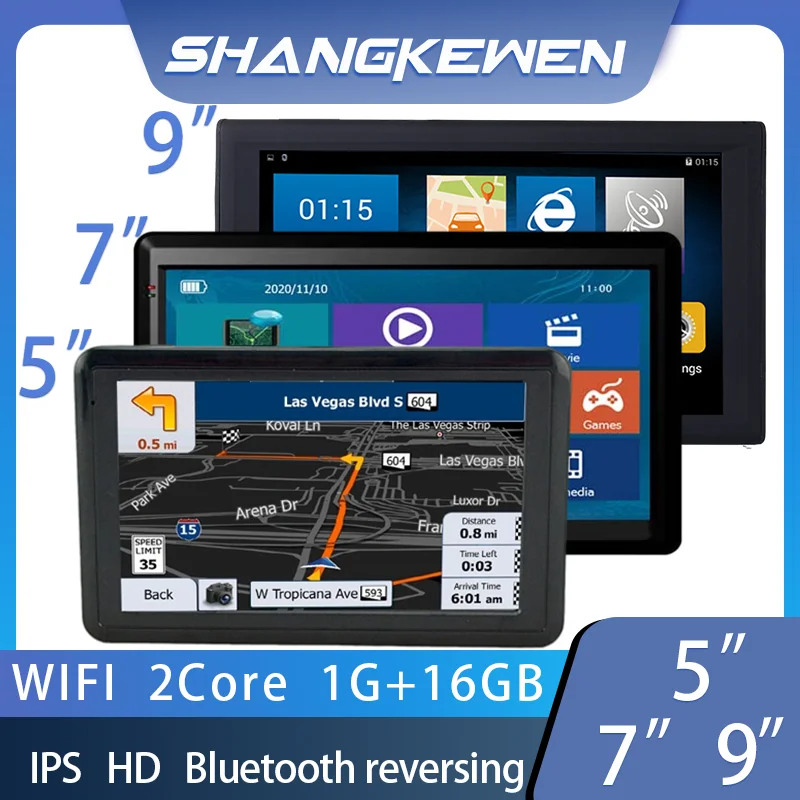 5 7 9 Inches Car GPS Navigation Touch Screen Carplay Android 6.0.
