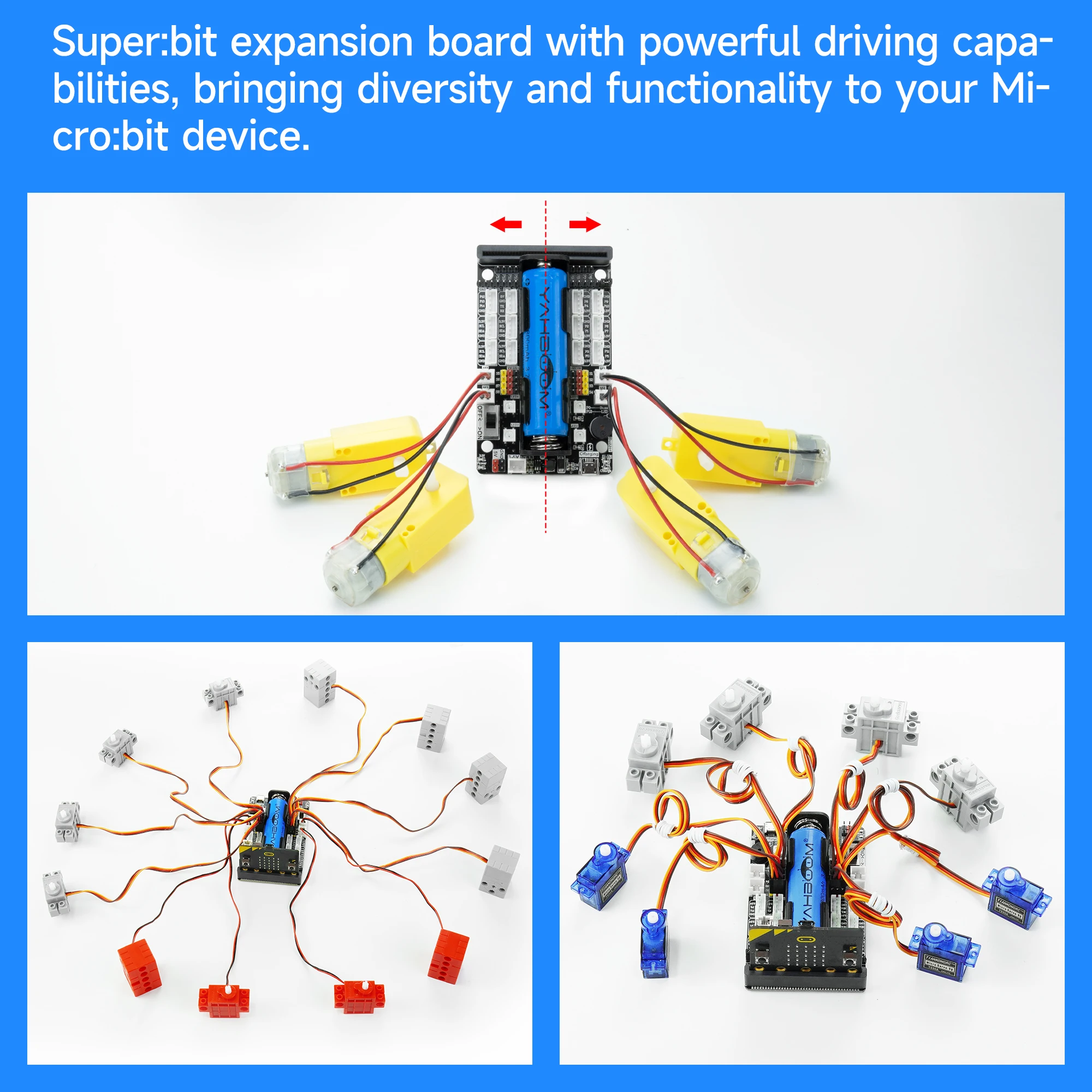 Developer Kit Yahboom Superbit Microbit Expansion Board with IIC UART WIFI Sensor Interface and RGB Light for BBC Micro:bit V2 V1