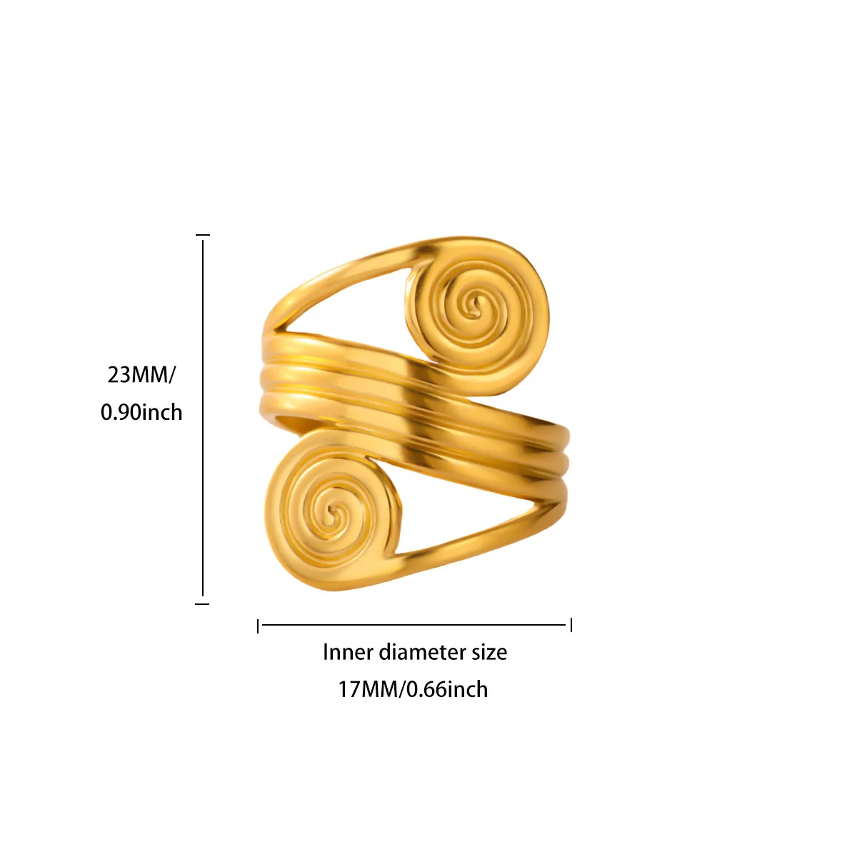 Stainless Steel Geometric Double Threaded Adjustable Ring For Women
