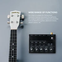 MAX400 Audio Mixer Mini Stereo Mixer Ultralow Noise 4 Channels Mixers Mixing Console DC5V for Electric Guitar Drum Piano 4